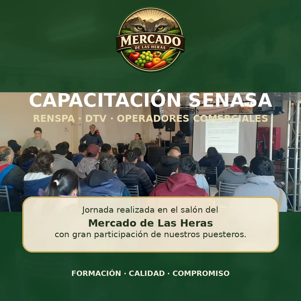 Portada de la capacitación SENASA en el Mercado de Las Heras